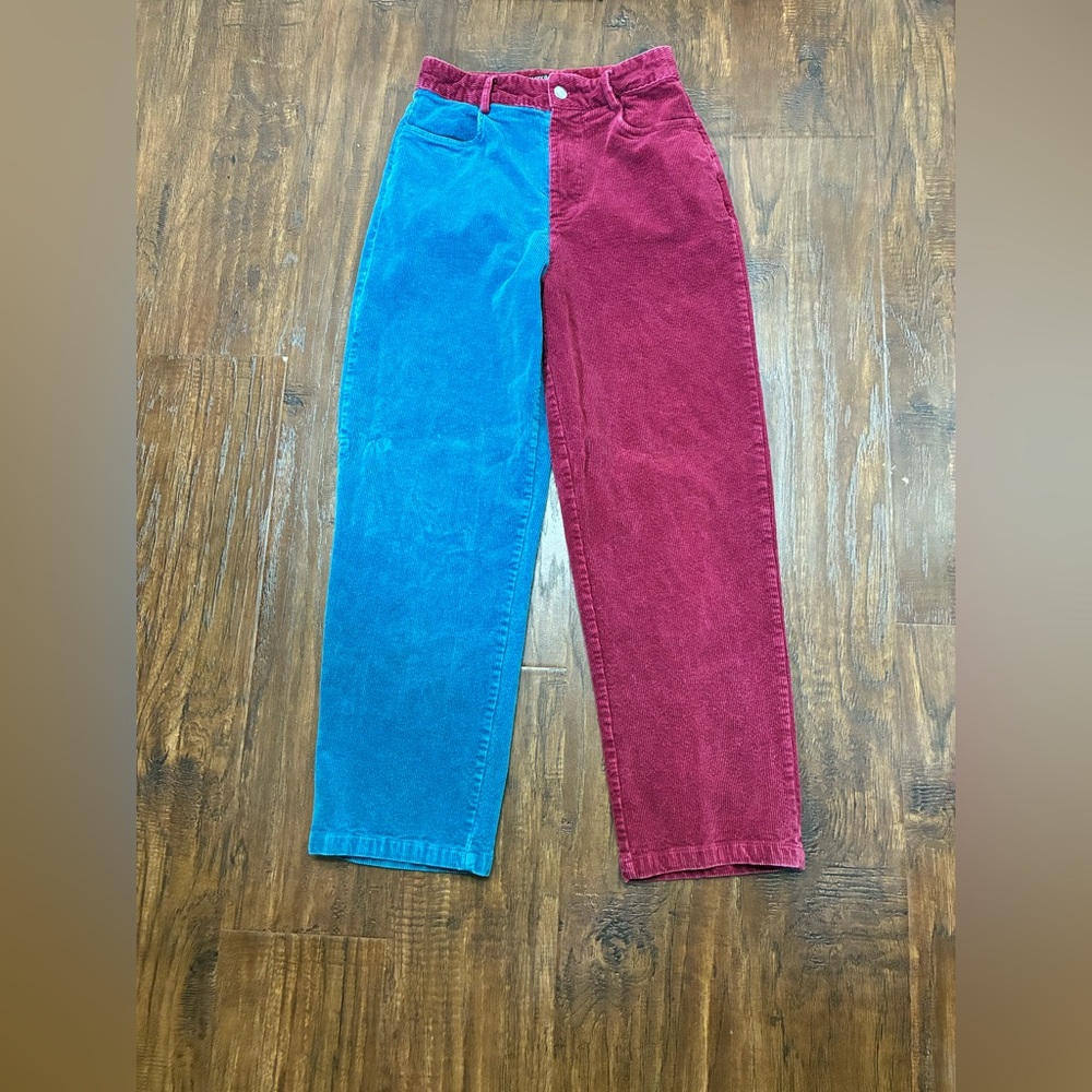 Nasty Gal Collection 2 Tone Red/ Blue Women’s Size 4 Corduroy Trousers #PA6